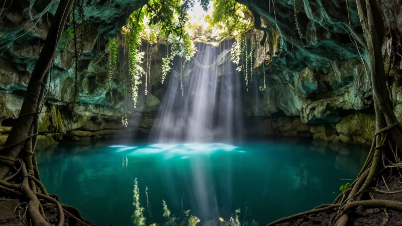 Yucatán: mina antigua, cenote turquesa y dramatismo