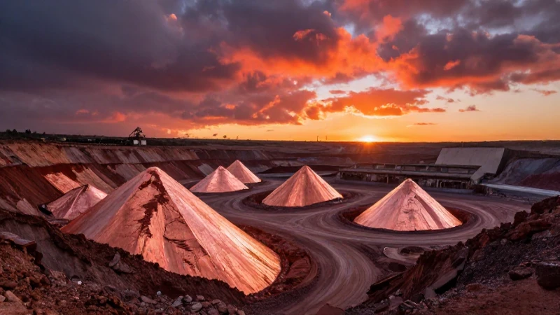 Paisaje minero argentino con luz dramática y rica textura