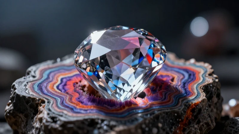 El diamante brilla en roca con detalle realista