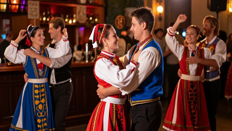 Mina El Edén: Celebración del Folclor Internacional 2025 5 Bailarines folclóricos vibrantes en ambiente festivo