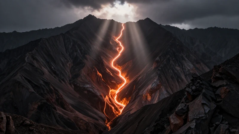 Imagen espectacular de mina en silueta montañosa