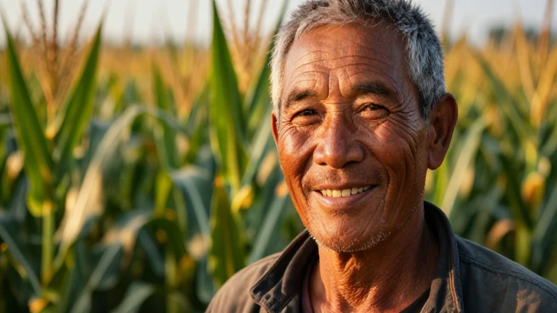 Retrato cálido y vibrante de un agricultor sonriente