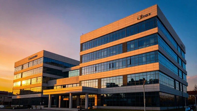 Fachada hospitalaria cálida y cinematográfica al atardecer