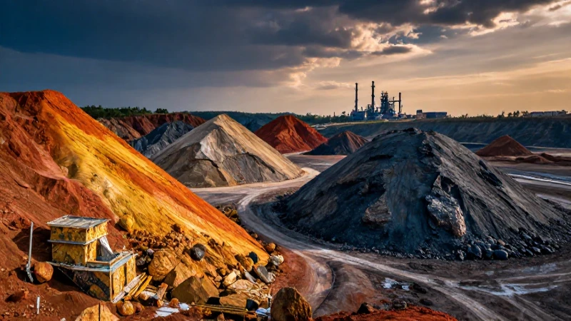 Hileras de mineral, impactante fotografía industrial vibrante
