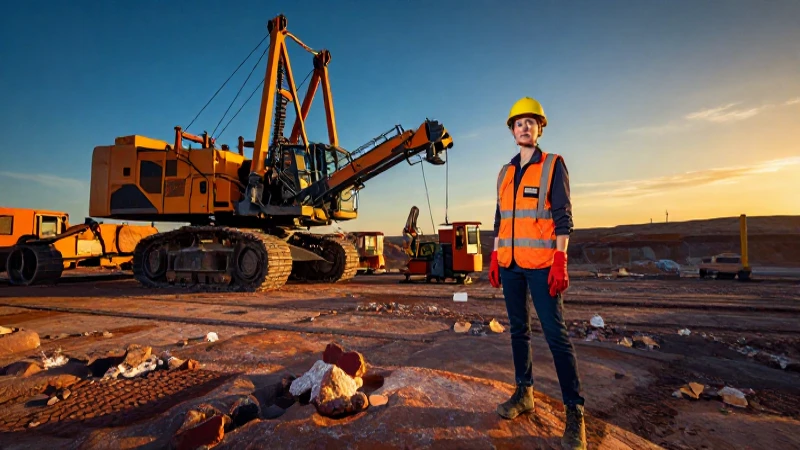 Minería femenina: luz dorada y maquinaria vibrante