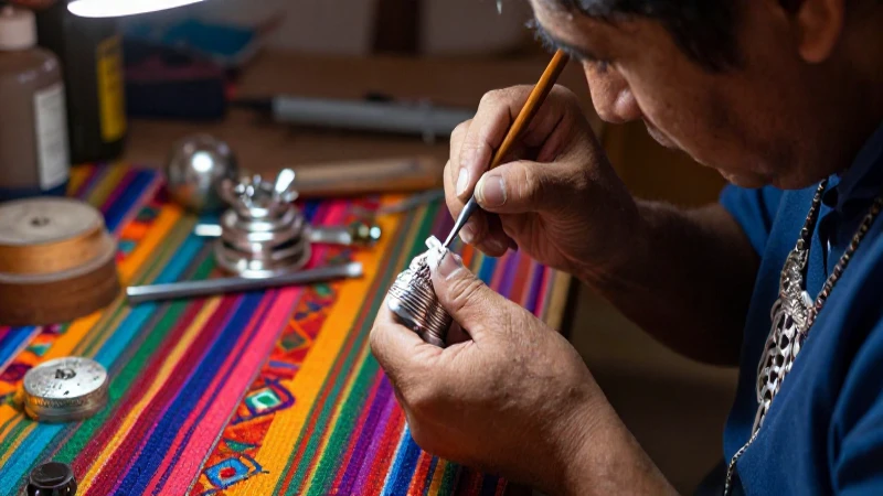 Artesano platero en taller mexicano, fotografía impactante