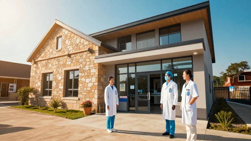 Clínica rural moderna con cálida atención médica