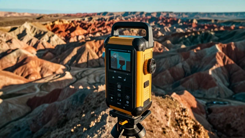 Escáner mineral con paisaje geológico impactante
