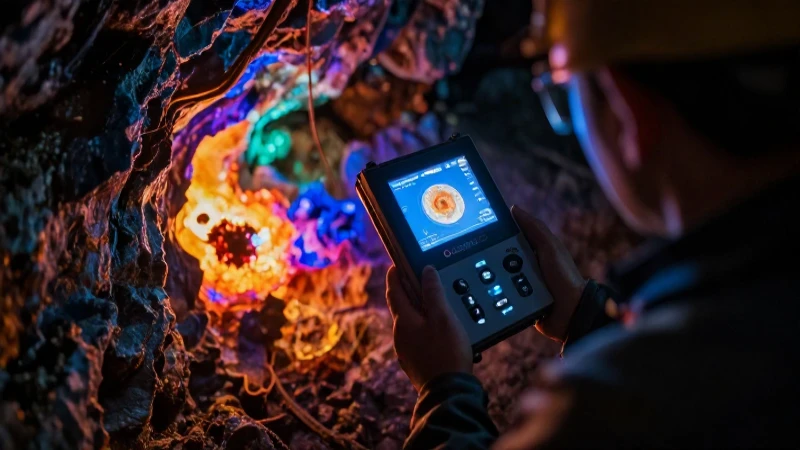 Geólogo explora minerales brillantes bajo tierra