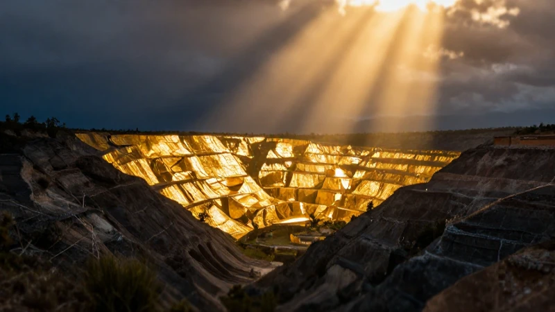 Paisaje mexicano vibrante con mina dorada