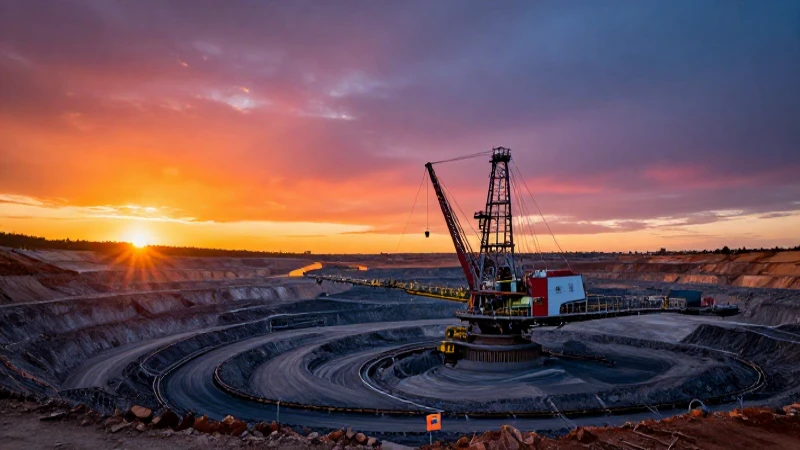 Minera expuesta al atardecer vibrante y dramático