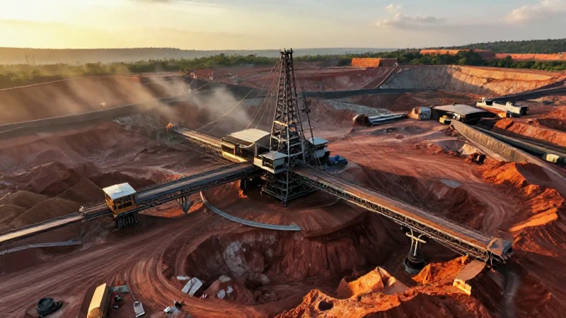Minera moderna en paisaje dorado cinematográfico