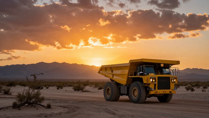 Atardecer dramático en el desierto, minería impactante