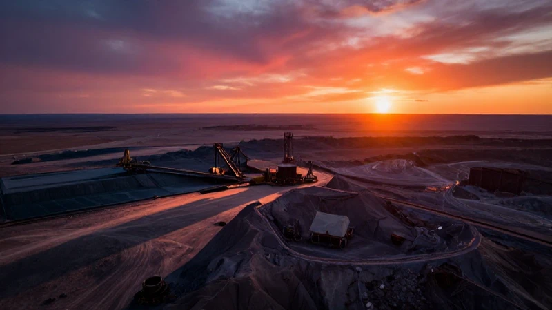 Atardecer dramático sobre mina de cobre