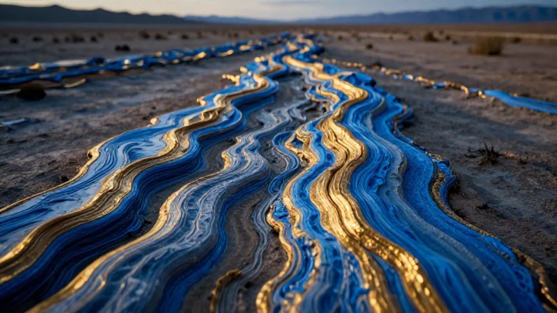 Paisaje desértico con vetas de molibdeno vibrantes