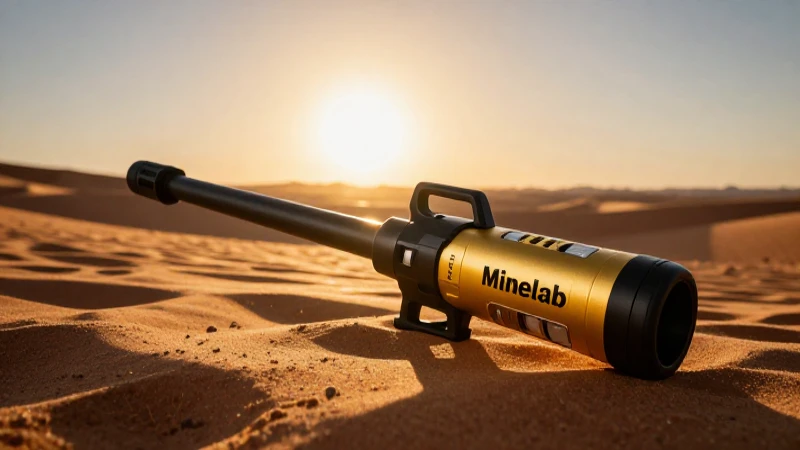 Detectando oro en el desierto al atardecer