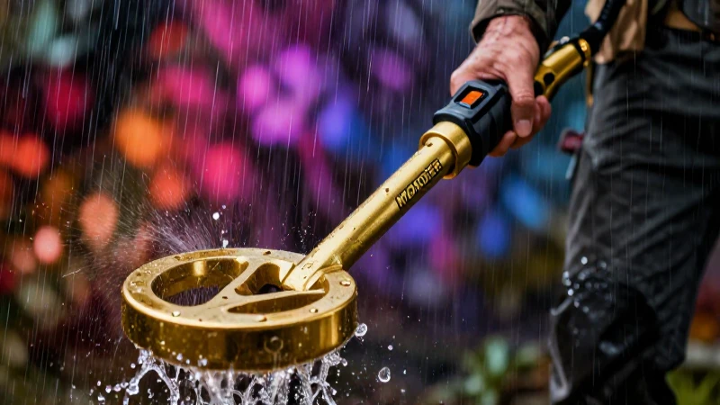 Detector de oro en aventura dramática y nítida