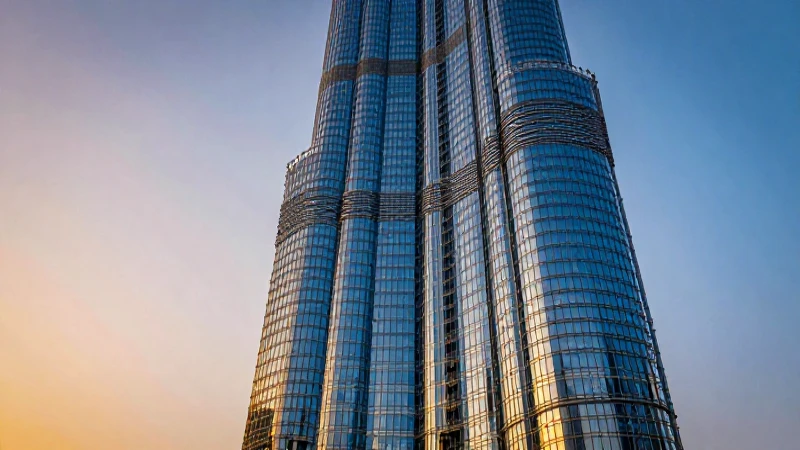 Edificio futurista deslumbrante al atardecer del desierto