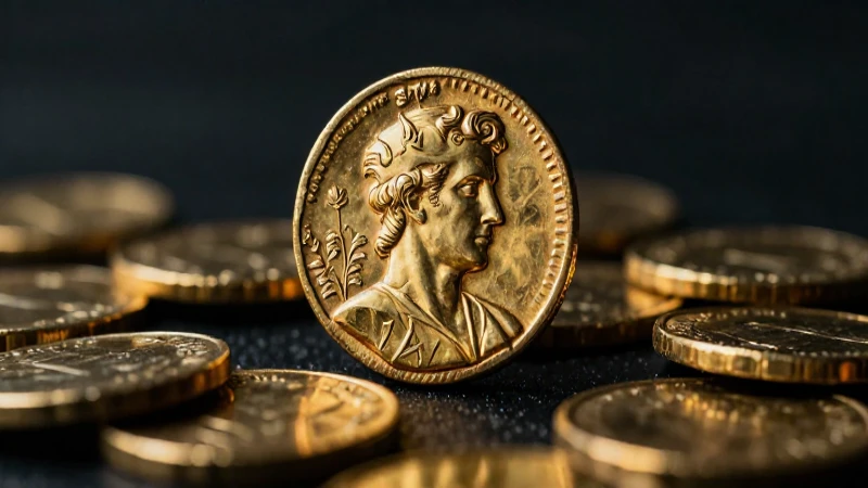 Moneda griega antigua, rica en detalles dorados