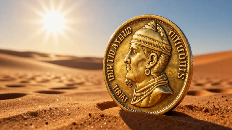 Moneda antigua paquistaní, paisaje desértico vibrante