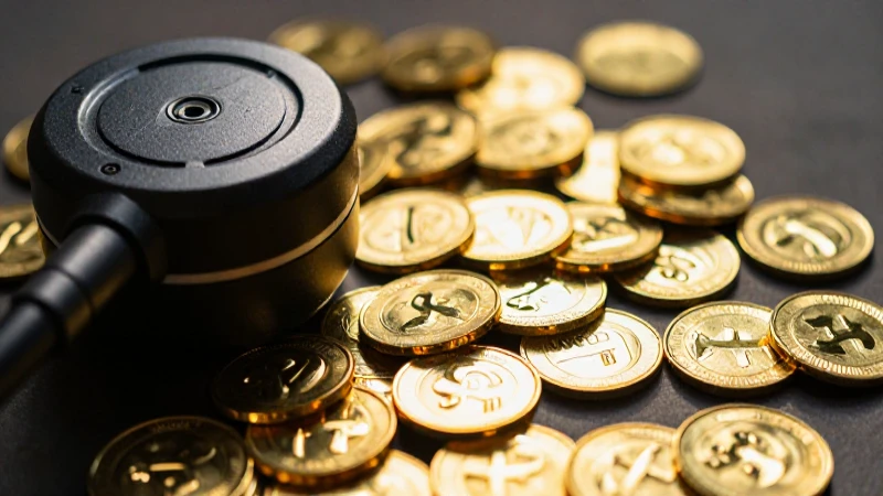 Monedas doradas brillan bajo luz cinematográfica