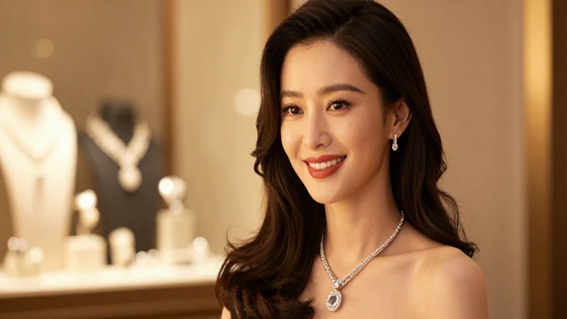 Mujer elegante sonríe con joyería deslumbrante
