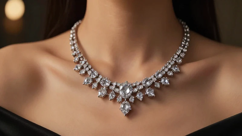 Collar plateado con gemas brillantes y lujo