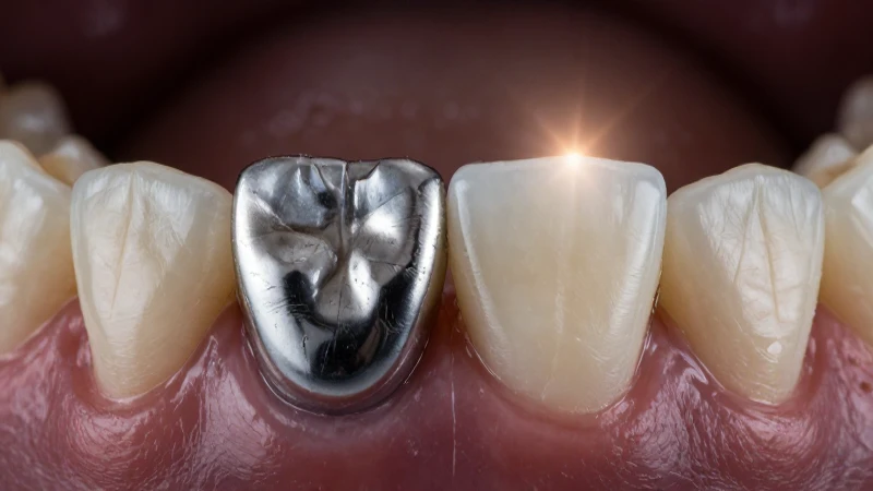 Corona dental brillante con enfoque artístico