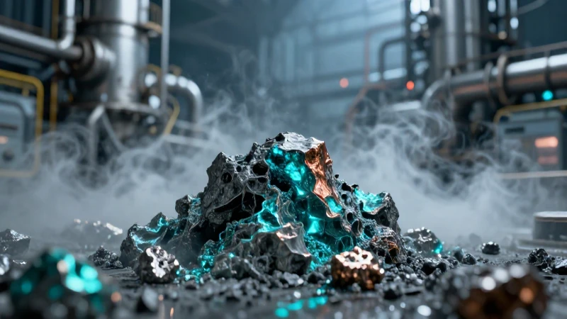 Mineral brillante en refinería futurista realista