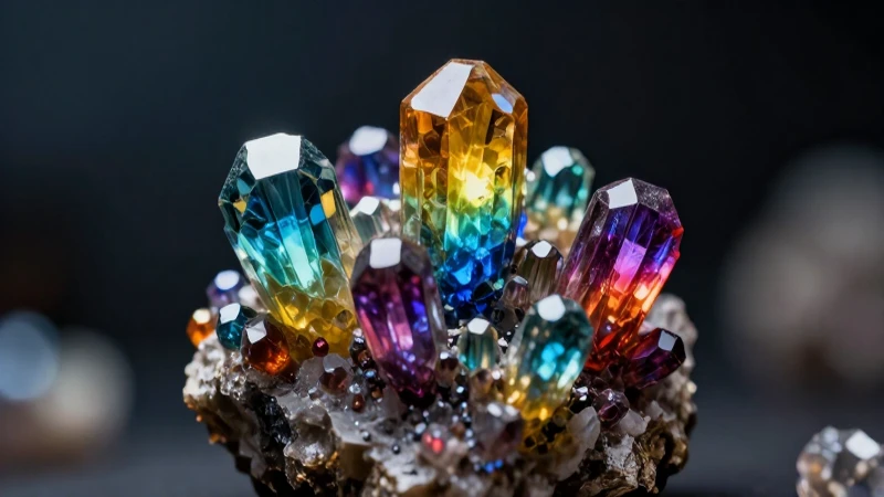 Cristales vibrantes en detalle macro
