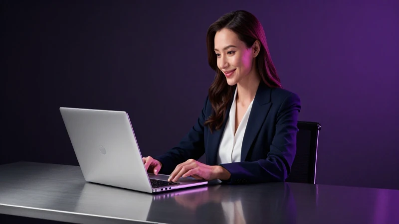 Laptop elegante destaca en ambiente profesional