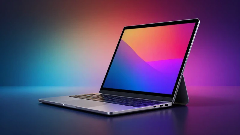 Laptop moderna en video llamativo y actual