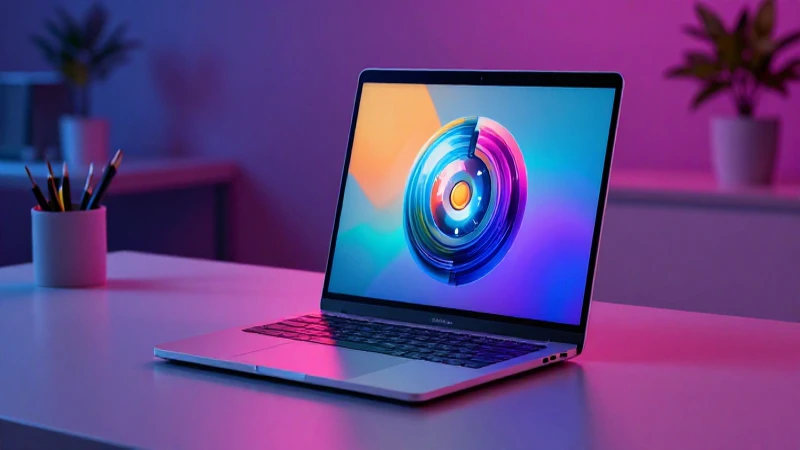 Laptop convertible con renderizado fotorrealista y diseño elegante
