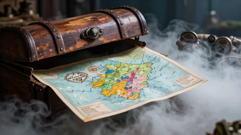 Mapa del tesoro en entorno misterioso
