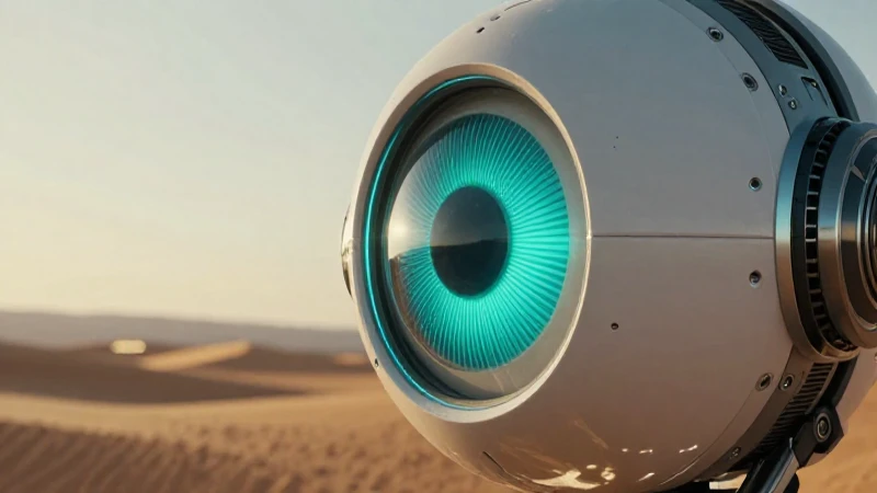 Conoces el innovador ojo robótico que usa energía solar 3 Ojo robótico futurista en desierto vibrante
