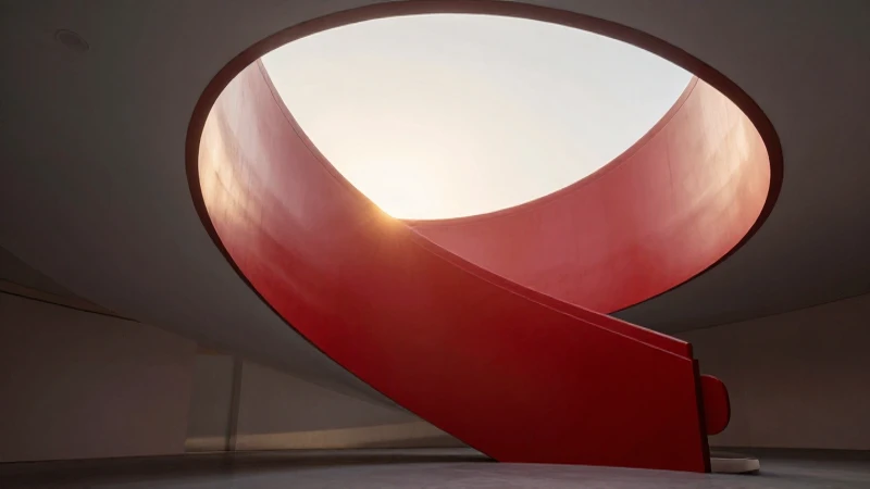 Arquitectura moderna con luz dorada cinematográfica
