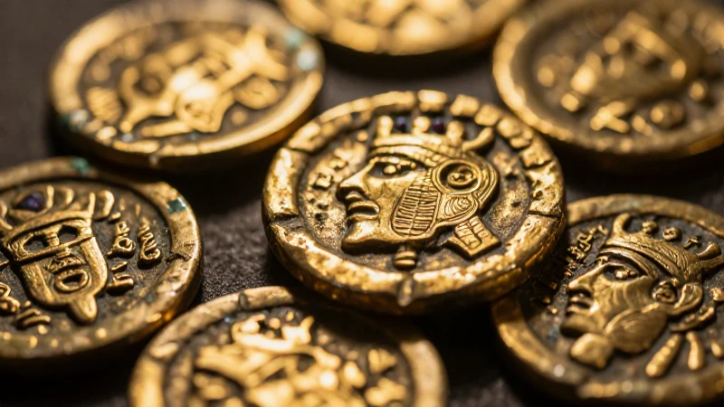 Monedas persas antiguas resaltan en oro vibrante