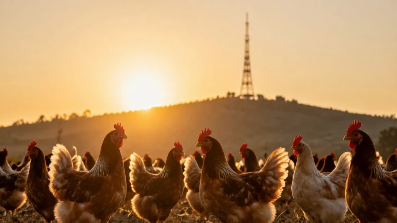 Cómo fortalece Orla Camino Rojo el tejido social comunitario 3 Atardecer dorado, gallinas y torre en la colina