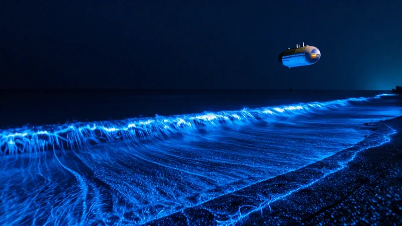 Oro Azul en Chile: Características y Usos del Tesoro Natural 5 Olas azules bioluminiscentes en Chile, submarino explorando