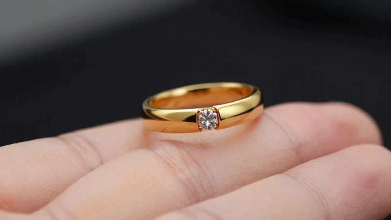 Anillo elegante en oro sobre fondo suave