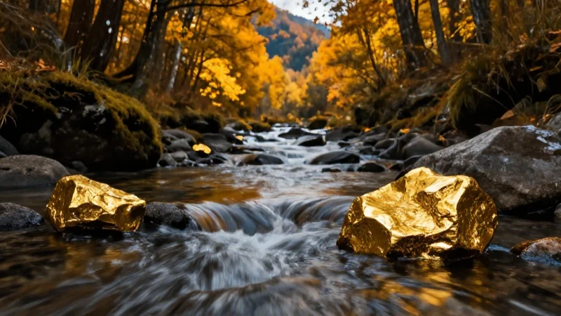 Otoño dorado: pepitas resplandecen en la corriente