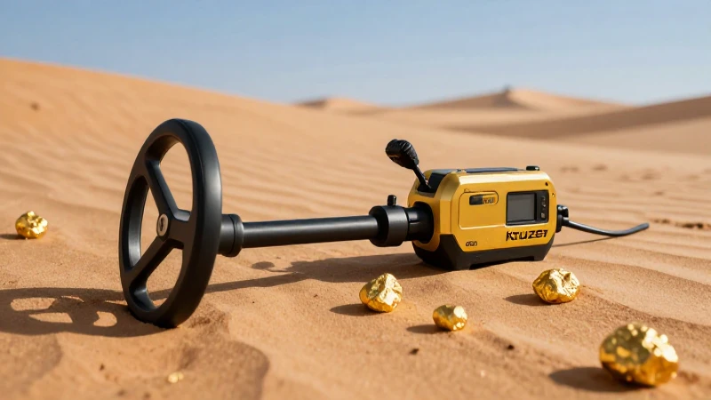 Detecta oro en paisaje desértico vibrante y cinematográfico