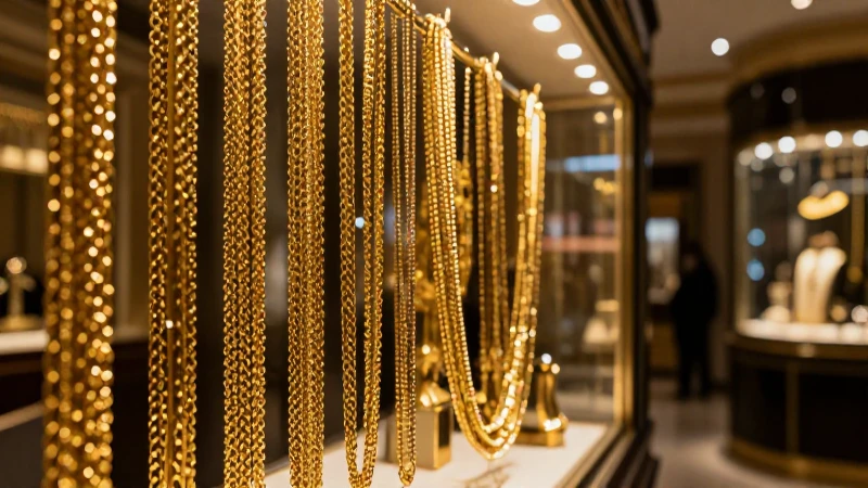 Joyas doradas deslumbran en ambiente lujoso