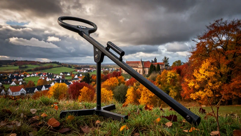Detector de metales en paisaje otoñal dramático