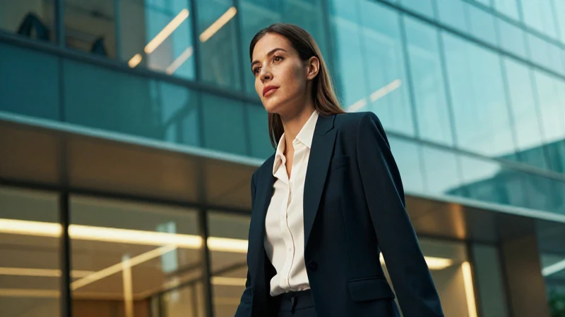 Mujer de negocios en oficina moderna elegante