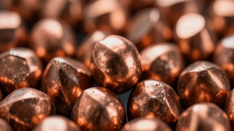 Pedazos de cobre brillan en primer plano