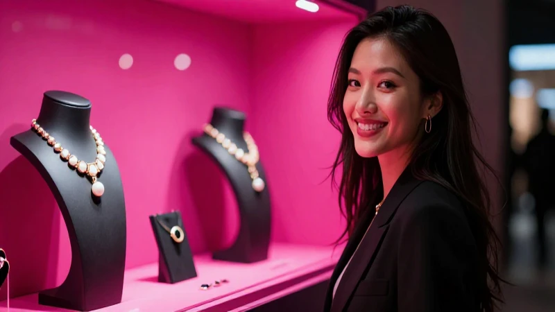 Bloguero de moda posa con joyería vibrante