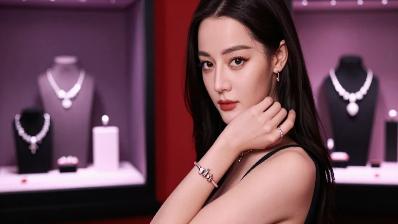 Mujer elegante con pulsera Pandora en estudio