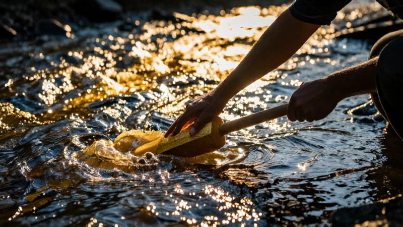 Búsqueda del oro con luz cinematográfica dorada