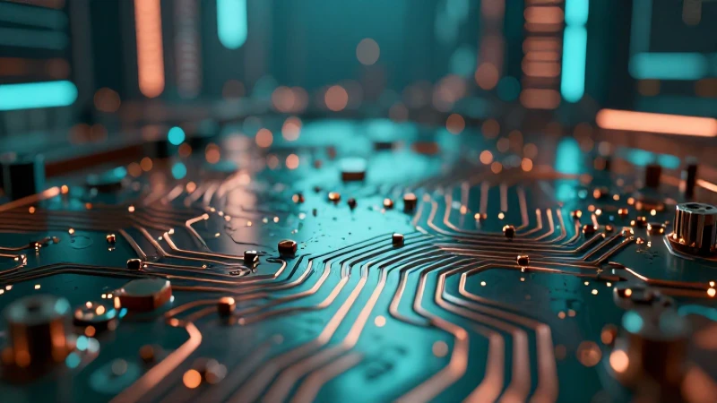 Ciudad futurista abstracta con iluminación vibrante